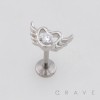 BEZEL CZ HEART AND ANGEL WING 316L SURGICAL STEEL THREADLESS PUSH-PIN LABRET SET